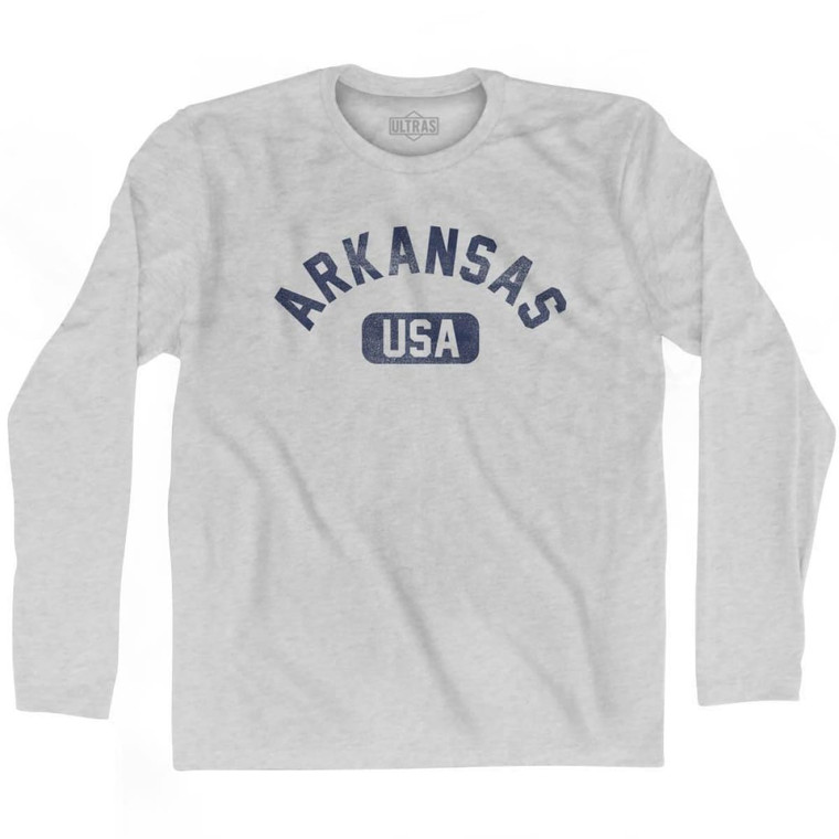 Arkansas USA Adult Cotton Long Sleeve T-shirt - Grey Heather