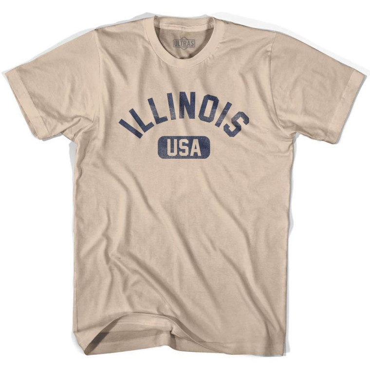 Illinois USA Adult Cotton T-shirt - Creme