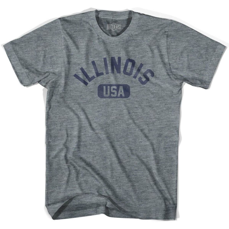 Illinois USA Adult Tri-Blend T-shirt - Athletic Grey