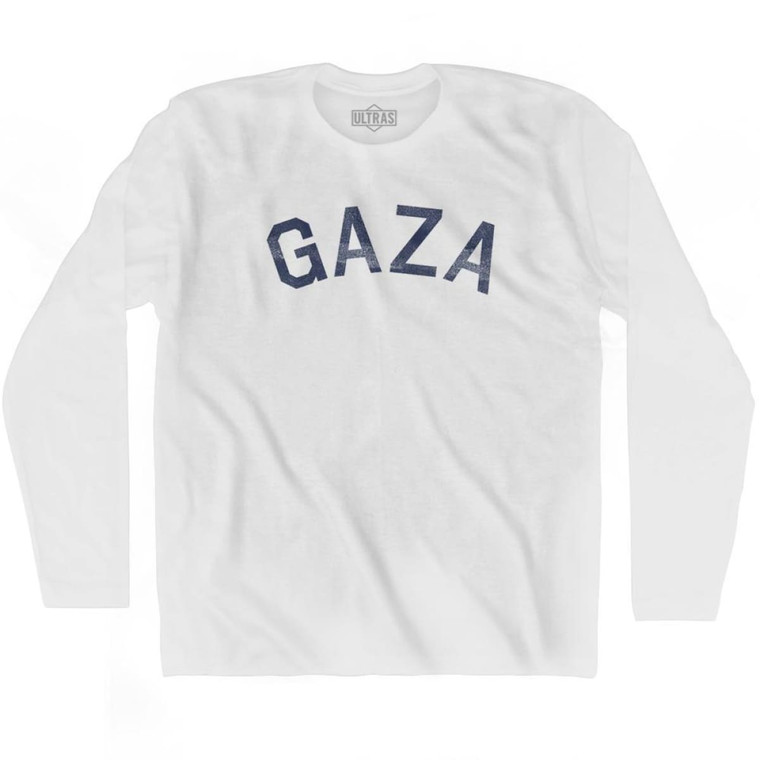 Gaza Vintage Adult Cotton Long Sleeve T-shirt - White