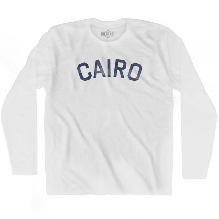 Cairo Vintage Adult Cotton Long Sleeve T-shirt - White