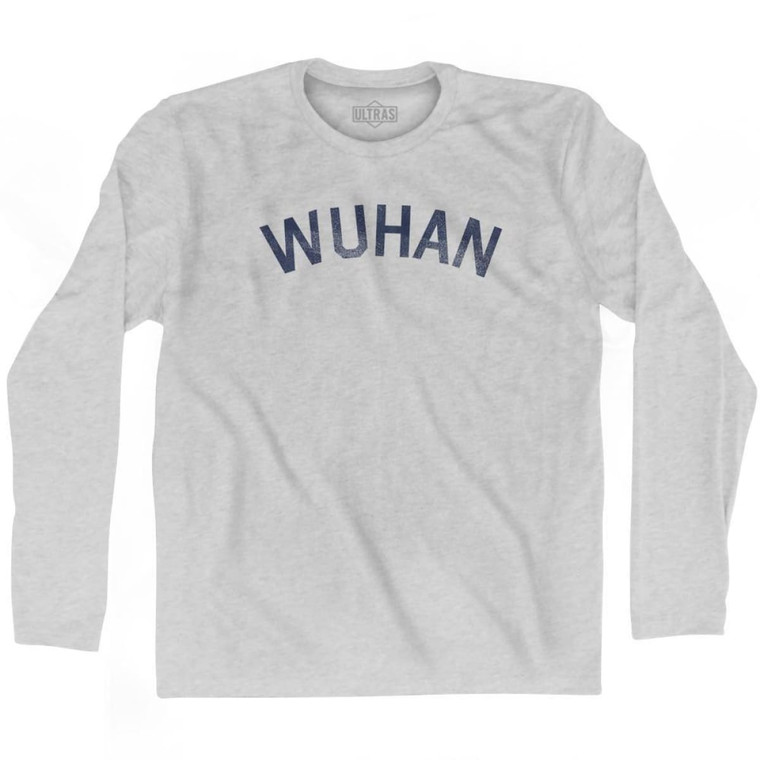 Wuhan Vintage Adult Cotton Long Sleeve T-shirt-Grey Heather
