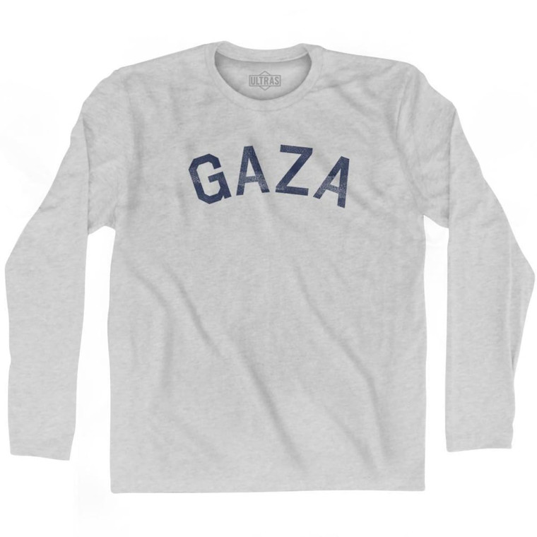 Gaza Vintage Adult Cotton Long Sleeve T-shirt - Grey Heather