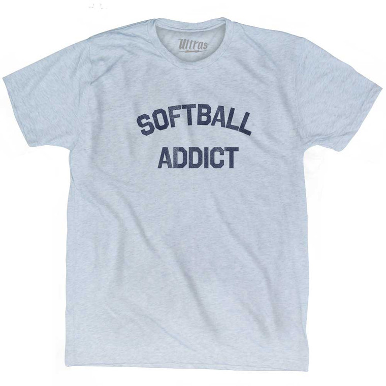 Softball Addict Adult Tri-Blend T-shirt - Athletic White