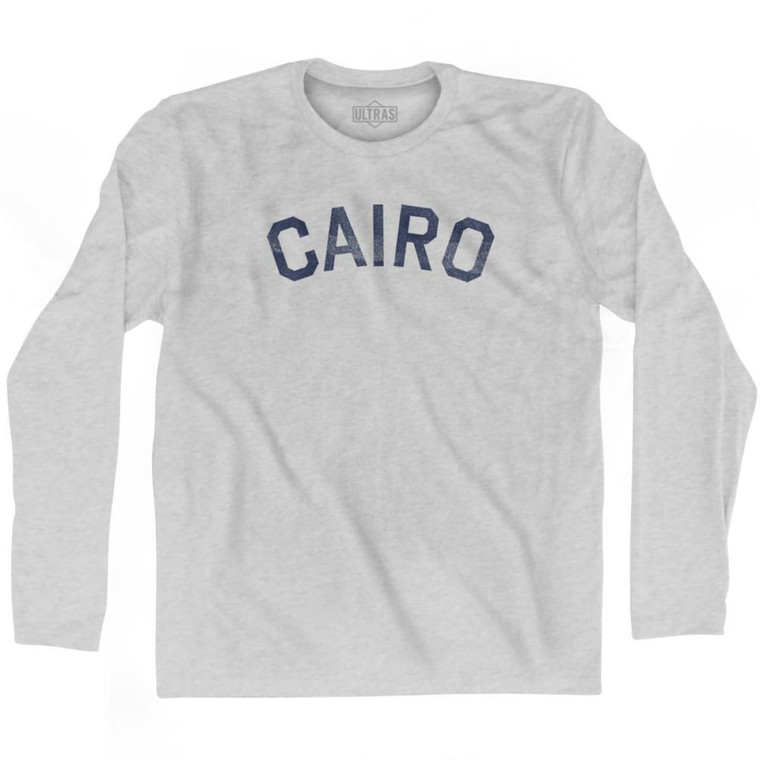 Cairo Vintage Adult Cotton Long Sleeve T-shirt - Grey Heather