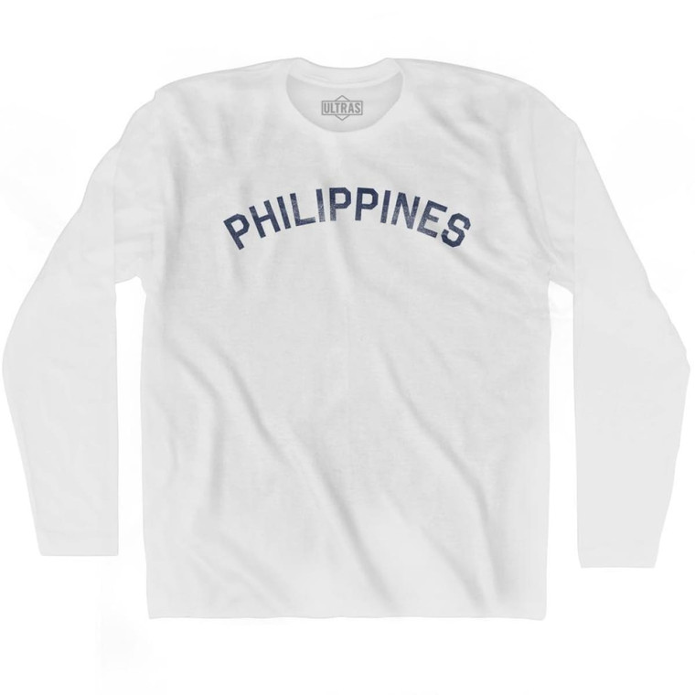 Philippines Vintage City Adult Cotton Long Sleeve T-shirt - White