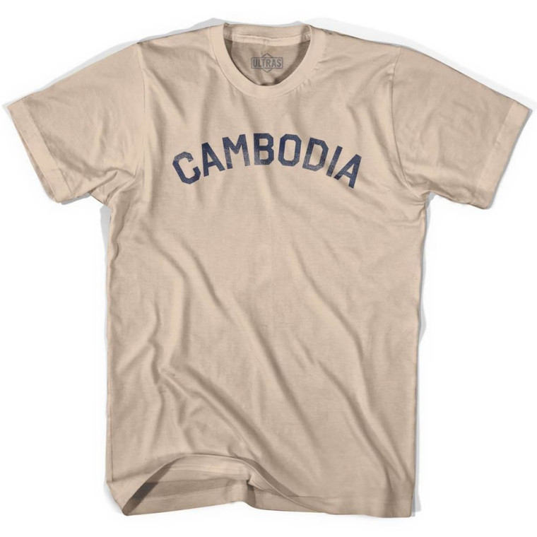 Cambodia Vintage City Adult Cotton T-shirt - Creme