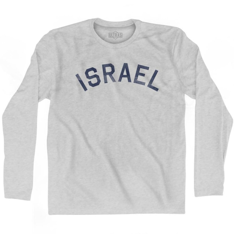 Israel Vintage City Adult Cotton Long Sleeve T-shirt - Grey Heather