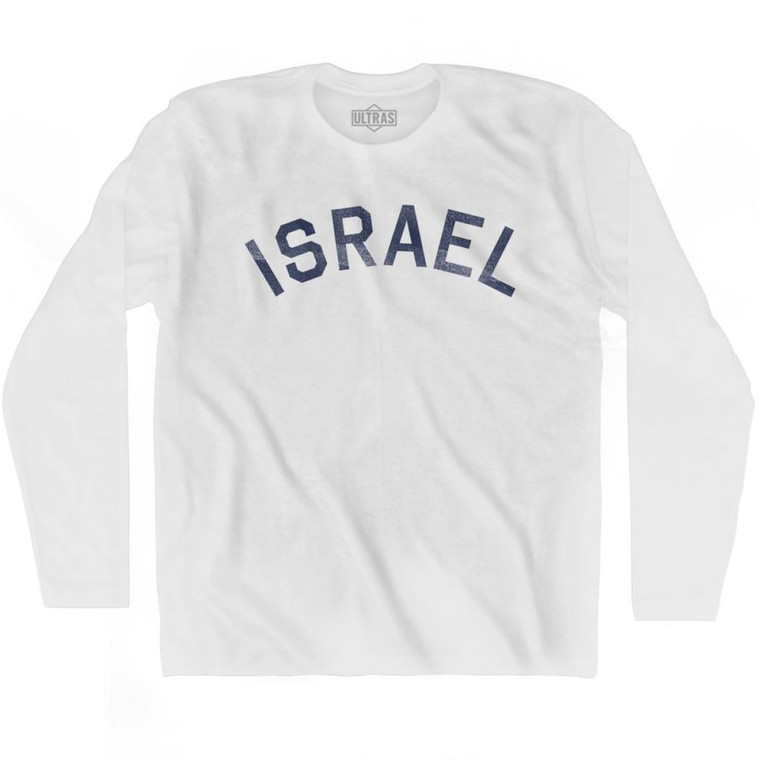 Israel Vintage City Adult Cotton Long Sleeve T-shirt - White