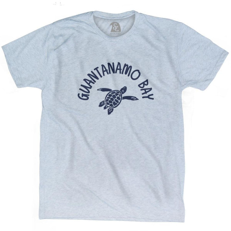 Guantanamo Bay Beach Sea Turtle Adult Tri-Blend T-shirt - Athletic White