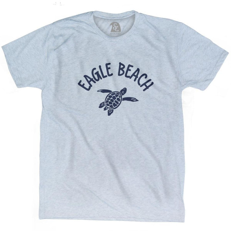 Eagle Beach Sea Turtle Adult Tri-Blend T-shirt - Athletic White