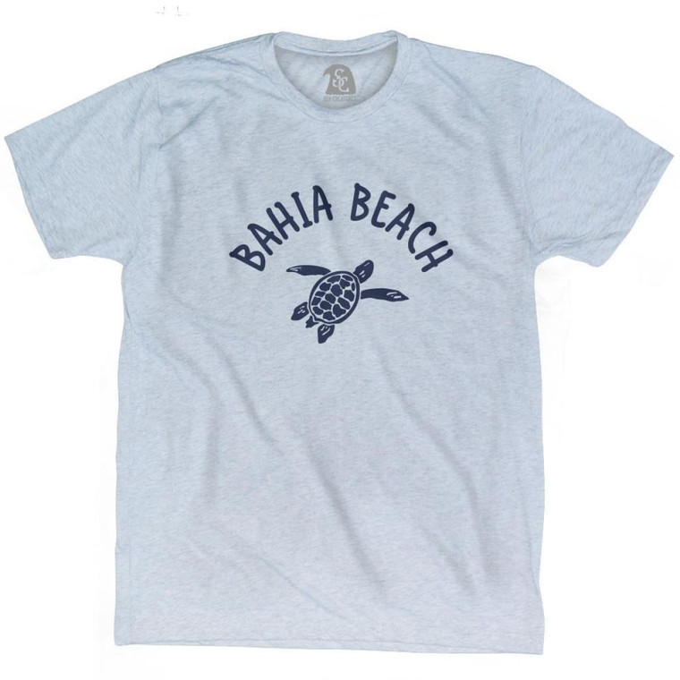 Bahia Beach Sea Turtle Adult Tri-Blend T-shirt - Athletic White