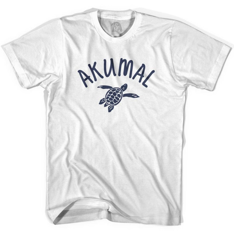 Akumal Beach Sea Turtle Womens Cotton T-shirt - White