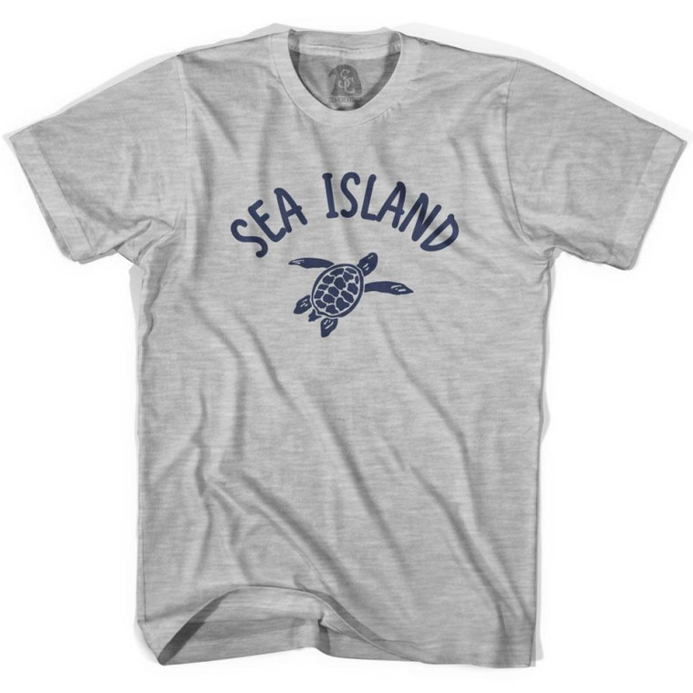 Sea Island Beach Sea Turtle Womens Cotton T-shirt - Grey Heather
