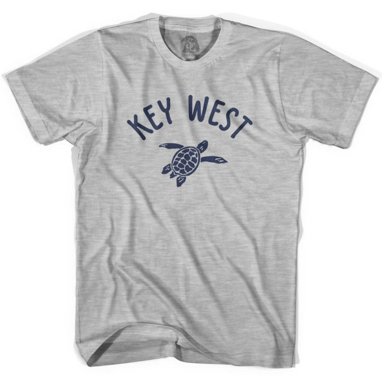 Key West Beach Sea Turtle Womens Cotton T-shirt - Grey Heather