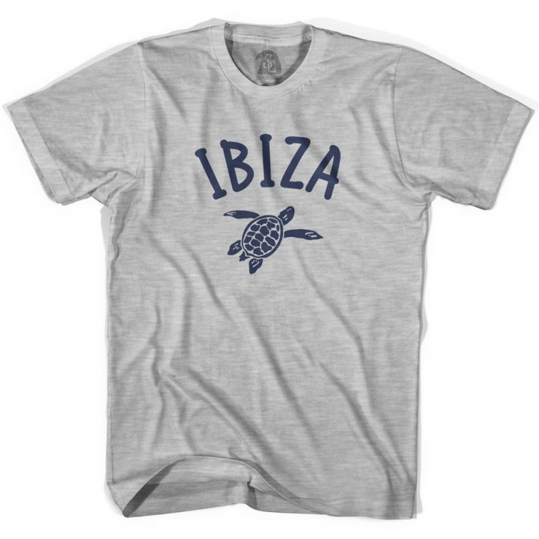 Ibiza Beach Sea Turtle Womens Cotton T-shirt - Grey Heather