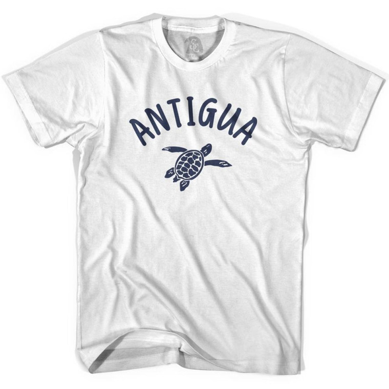 Antigua Beach Sea Turtle Womens Cotton T-shirt - White