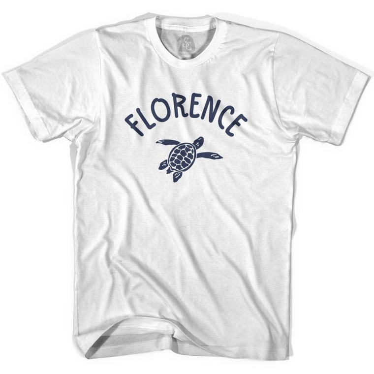 Florence Beach Sea Turtle Womens Cotton T-shirt - White