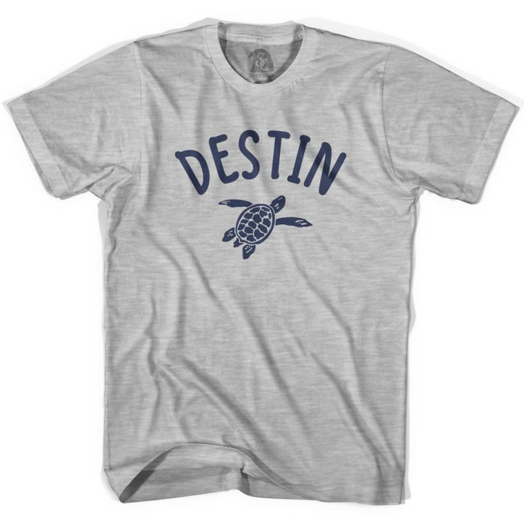 Destin Beach Sea Turtle Womens Cotton T-shirt - Grey Heather