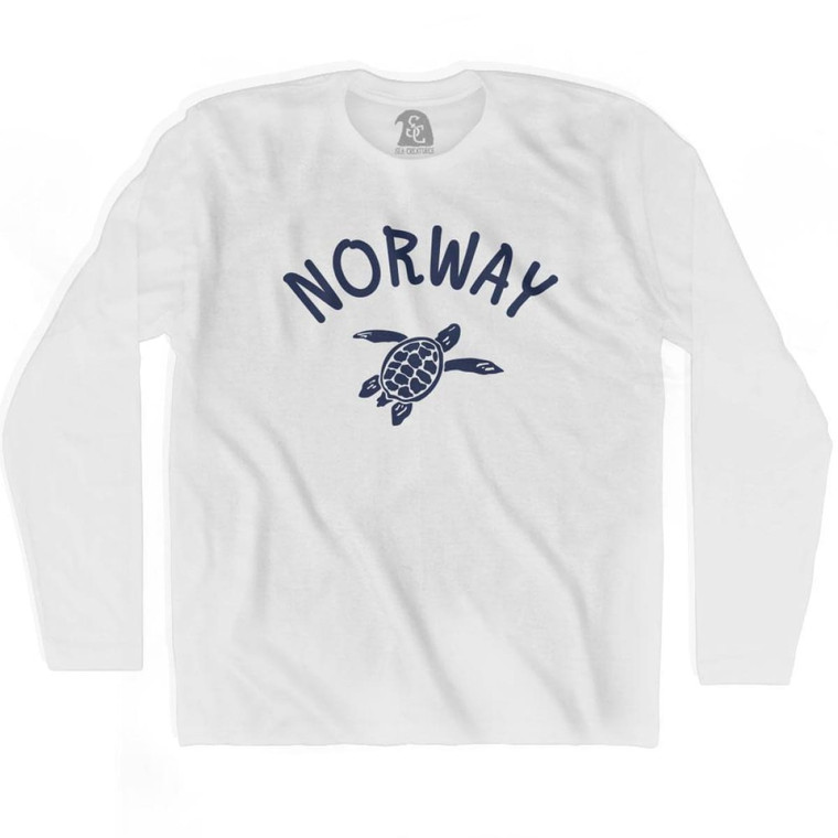 Norway Beach Sea Turtle Adult Cotton Long Sleeve T-shirt - White