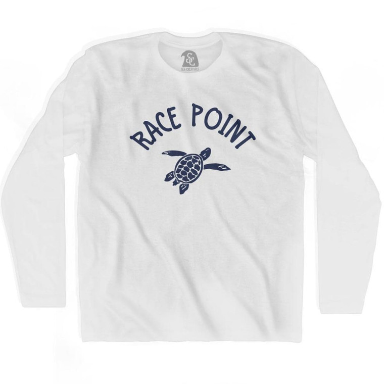 Race Point Beach Sea Turtle Adult Cotton Long Sleeve T-shirt - White