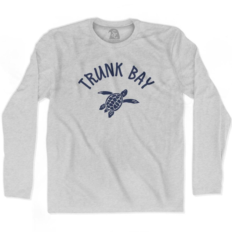Trunk Bay Beach Sea Turtle Adult Cotton Long Sleeve T-shirt - Grey Heather