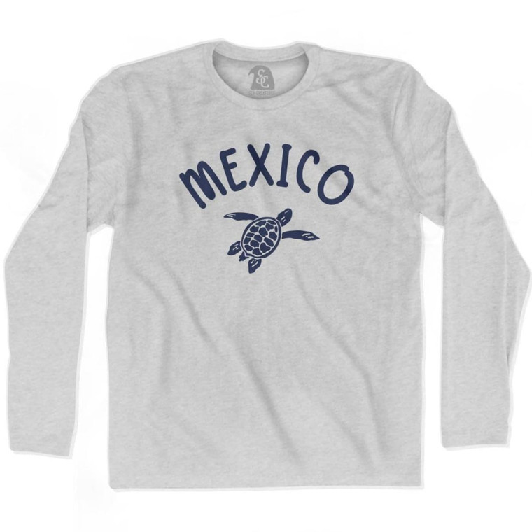 Mexico Beach Sea Turtle Adult Cotton Long Sleeve T-shirt - Grey Heather