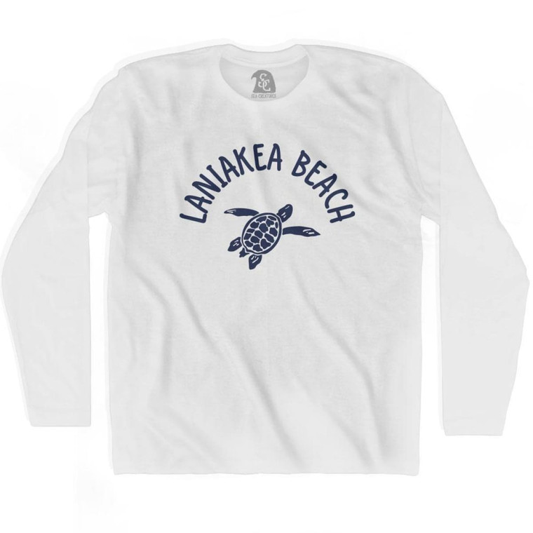 Laniakea Beach Sea Turtle Adult Cotton Long Sleeve T-shirt-White