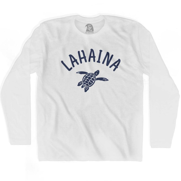 Lahaina Beach Sea Turtle Adult Cotton Long Sleeve T-shirt - White