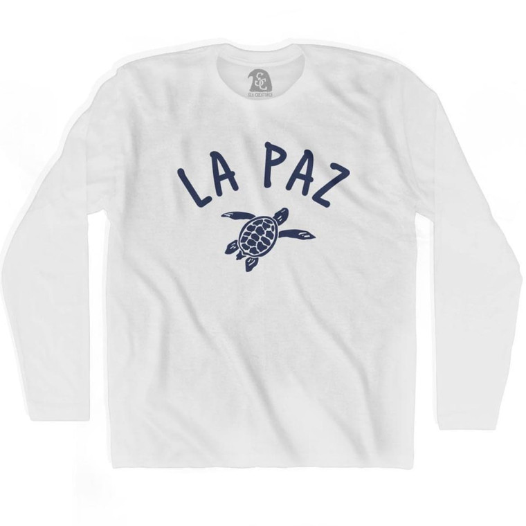 La Paz Beach Sea Turtle Adult Cotton Long Sleeve T-shirt - White