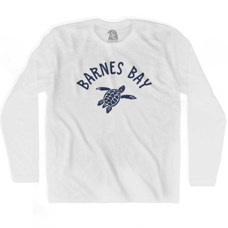 Barnes Bay Beach Sea Turtle Adult Cotton Long Sleeve T-shirt-White