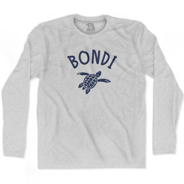 Bondi Beach Sea Turtle Adult Cotton Long Sleeve T-shirt-Grey Heather