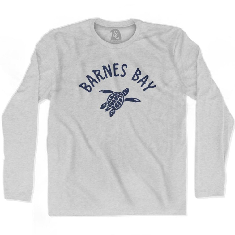 Barnes Bay Beach Sea Turtle Adult Cotton Long Sleeve T-shirt - Grey Heather