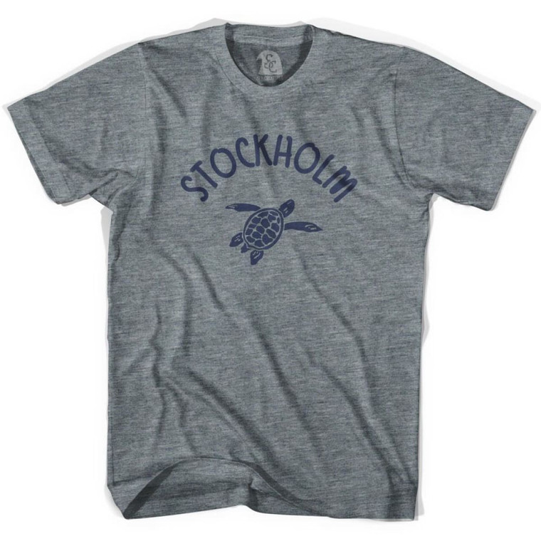 Stockholm Beach Sea Turtle Adult Tri-Blend T-shirt - Athletic Grey