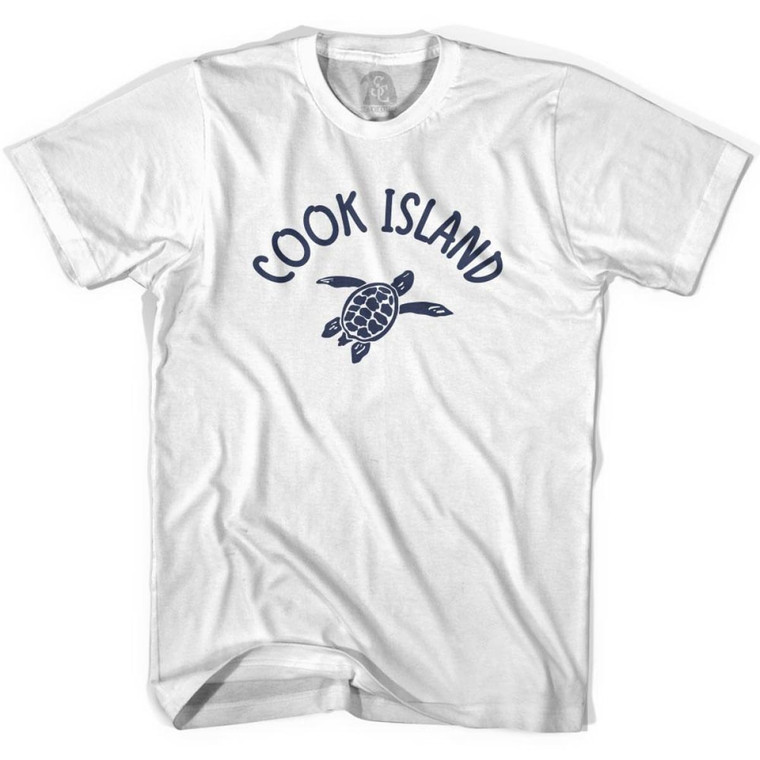 Cook Island Beach Sea Turtle Adult Cotton T-shirt - White