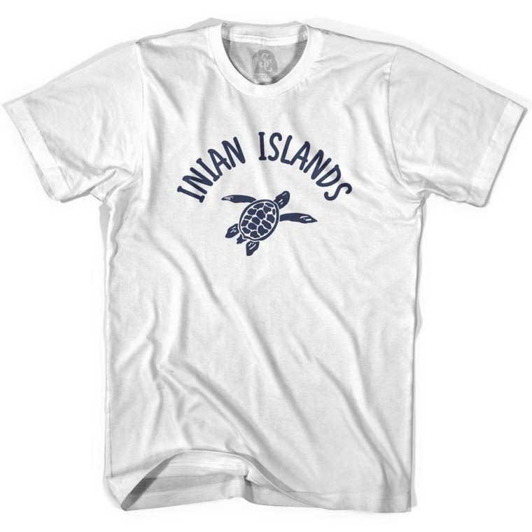 Inian Islands Beach Sea Turtle Adult Cotton T-shirt-White