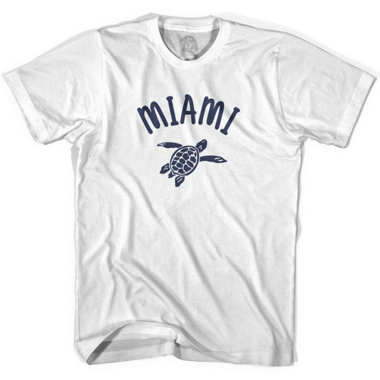 Miami Beach Sea Turtle Adult Cotton T-shirt - White