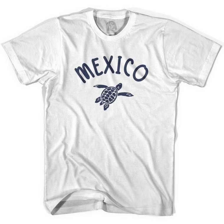 Mexico Beach Sea Turtle Adult Cotton T-shirt-White