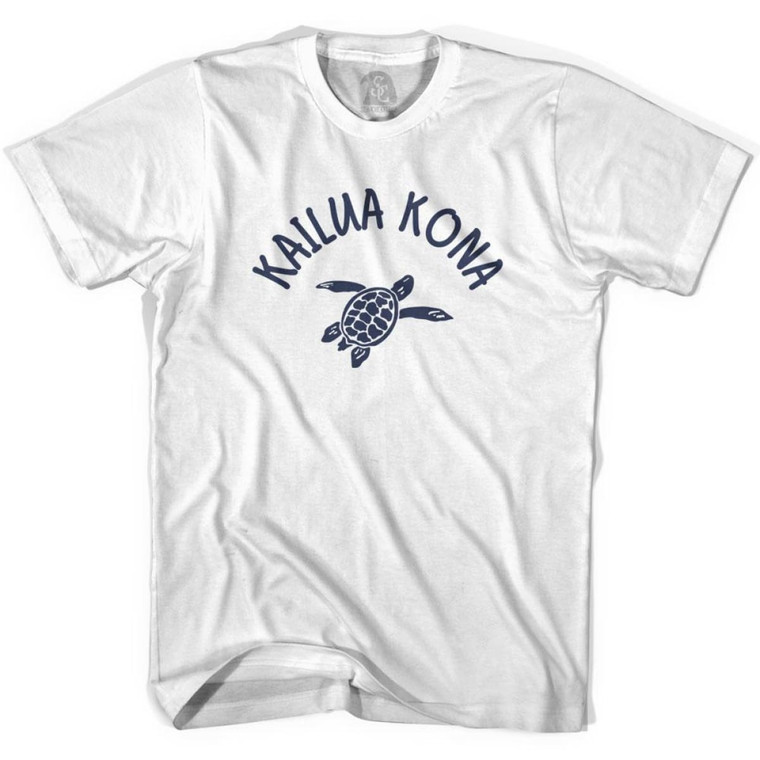 Kailua Kona Beach Sea Turtle Adult Cotton T-shirt-White
