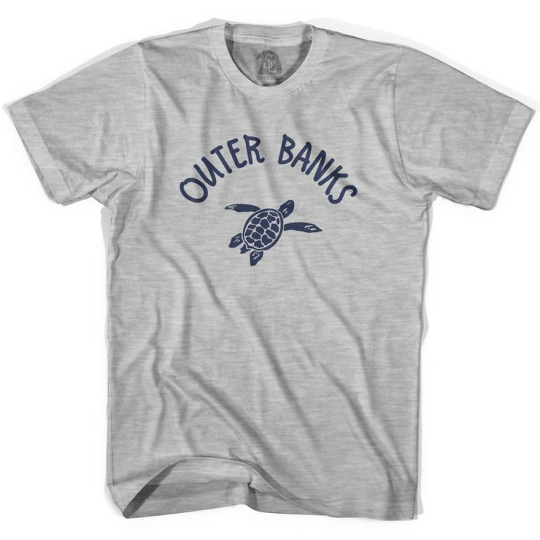 Outer Banks Beach Sea Turtle Adult Cotton T-shirt - Grey Heather