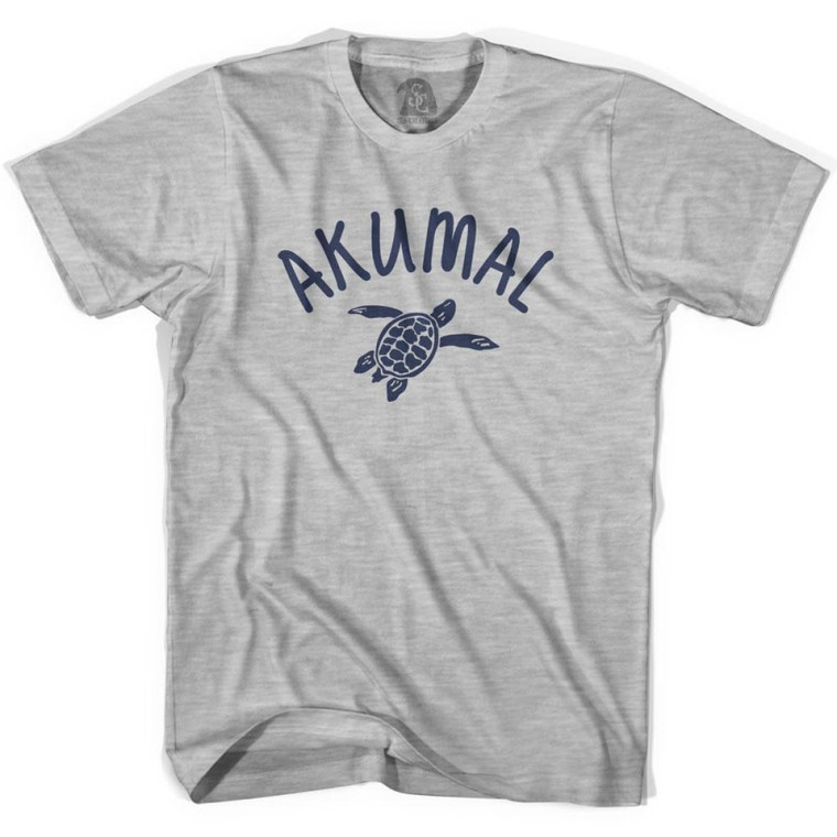 Akumal Beach Sea Turtle Adult Cotton T-shirt - Grey Heather
