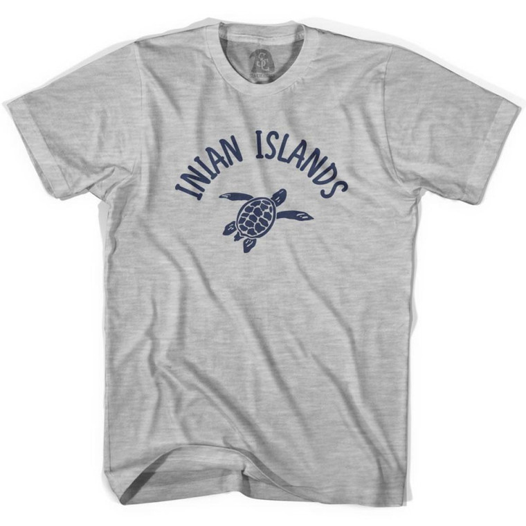 Inian Islands Beach Sea Turtle Adult Cotton T-shirt - Grey Heather
