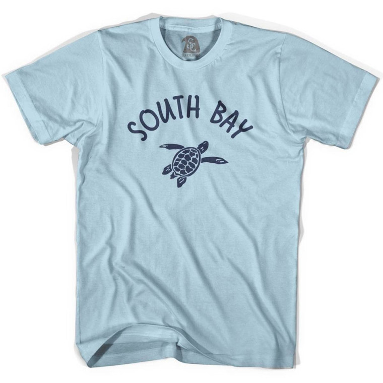 South Bay Beach Sea Turtle Adult Cotton T-shirt - Light Blue