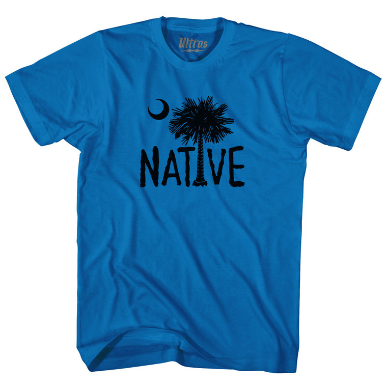 Native South Carolina Flag Adult Cotton T-shirt - Royal Blue