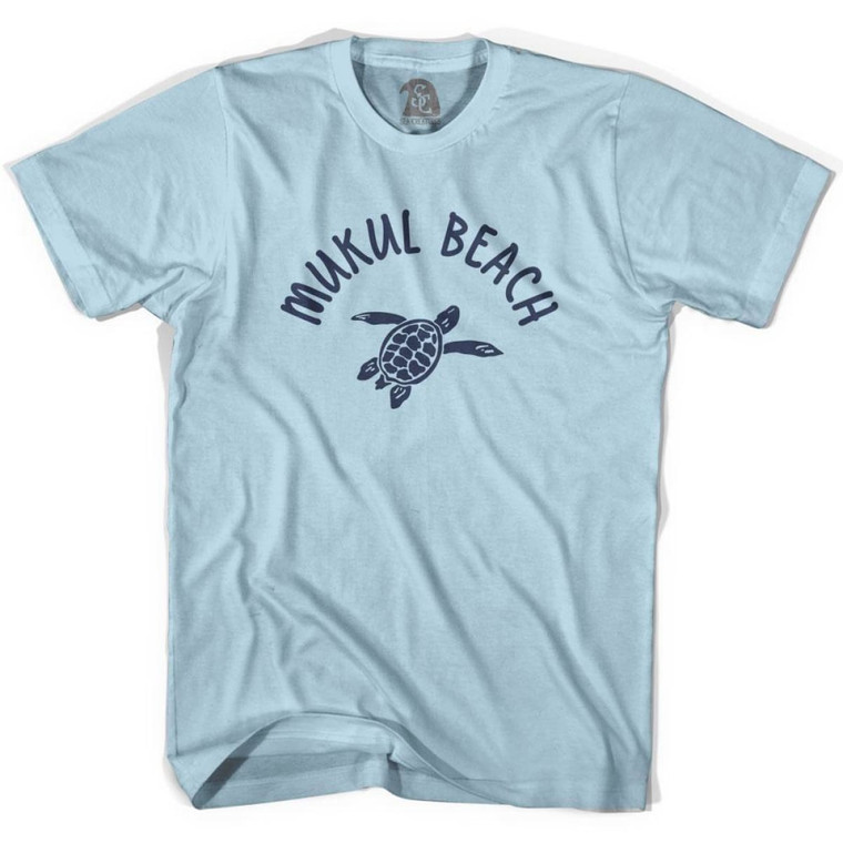Mukul Beach Sea Turtle Adult Cotton T-shirt - Light Blue