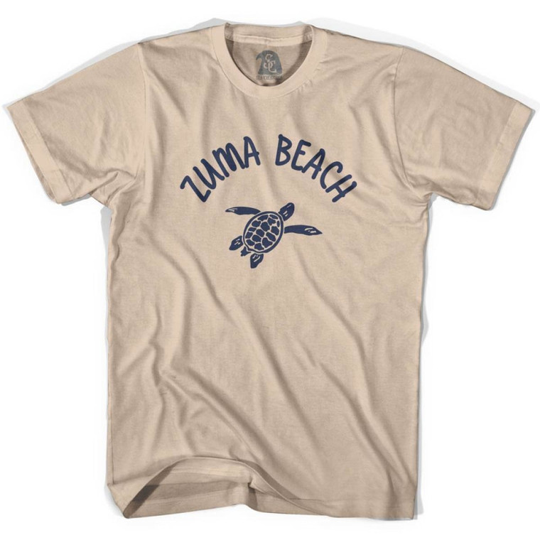 Zuma Beach Sea Turtle Adult Cotton T-shirt - Creme