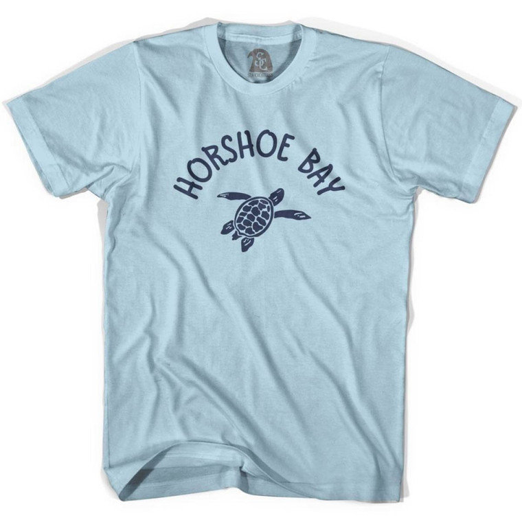 Horshoe Bay Beach Sea Turtle Adult Cotton T-shirt - Light Blue