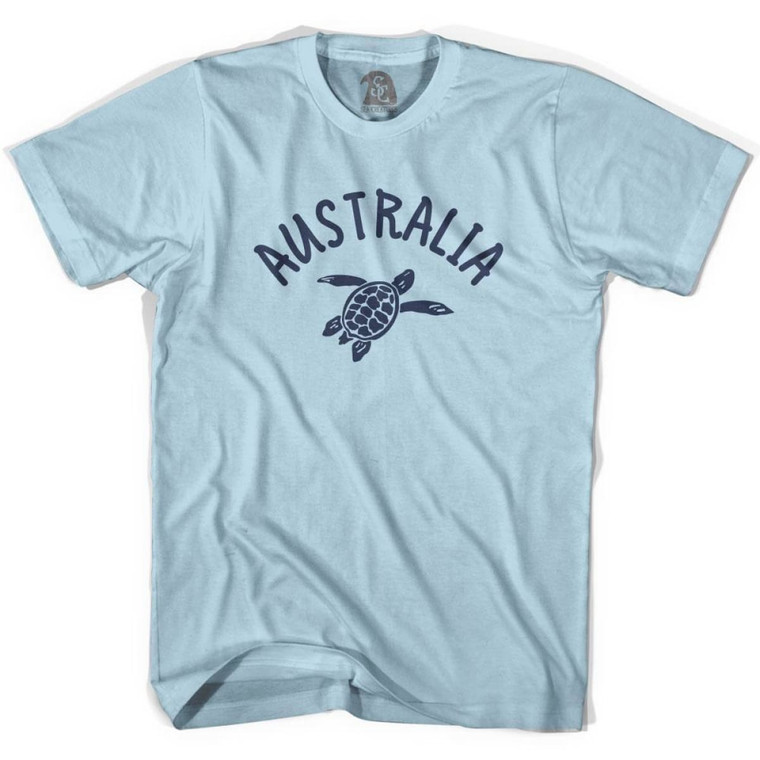Australia Beach Sea Turtle Adult Cotton T-shirt - Light Blue