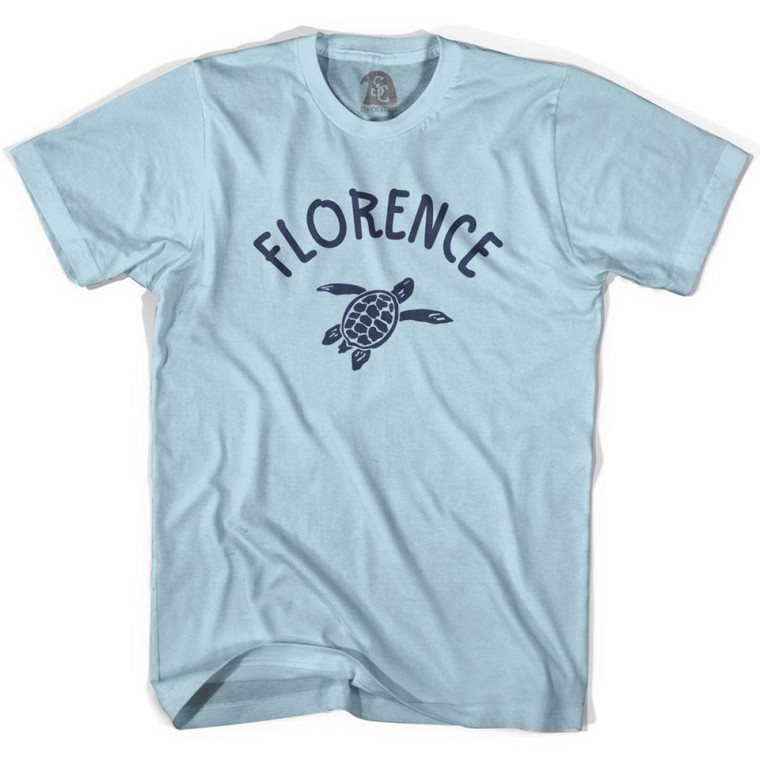 Florence Beach Sea Turtle Adult Cotton T-shirt - Light Blue