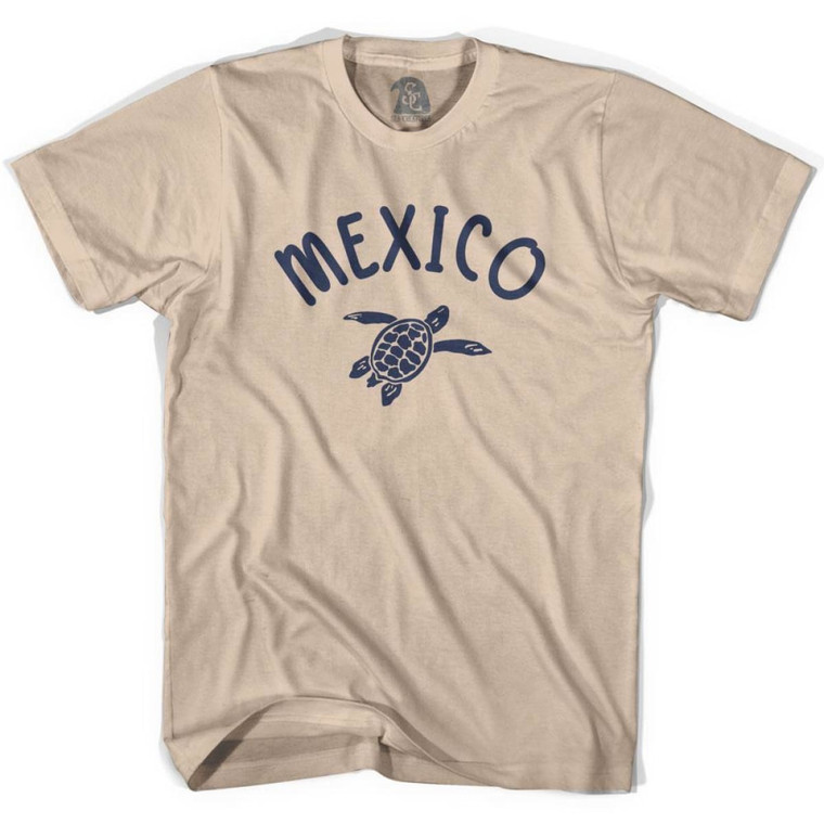 Mexico Beach Sea Turtle Adult Cotton T-shirt - Creme
